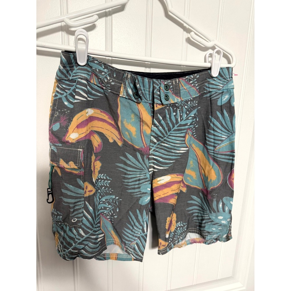 Reef Board Shorts‎ Mens 30 Grey Tropical Fruit Print iGO Cargo Swim Trunks